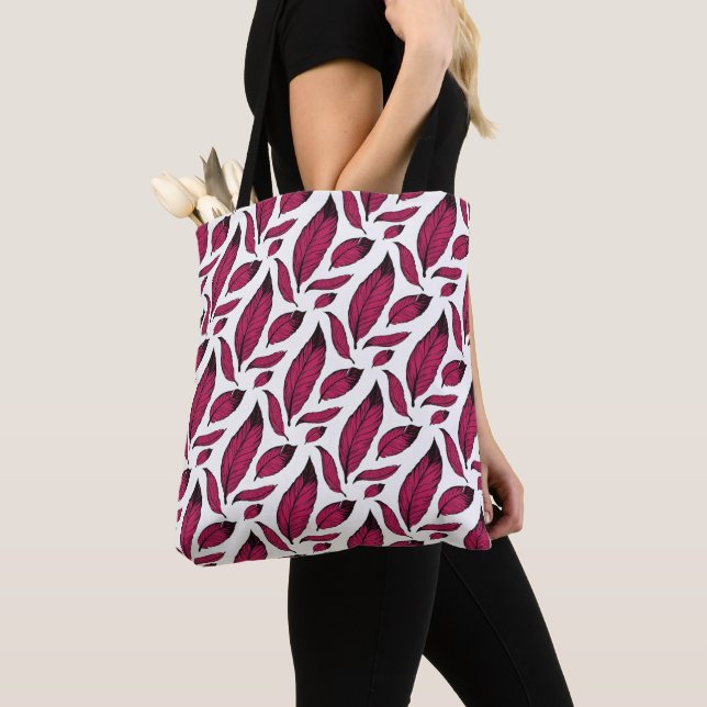 Tote Bag Motif de plume rose vibrant (De près)