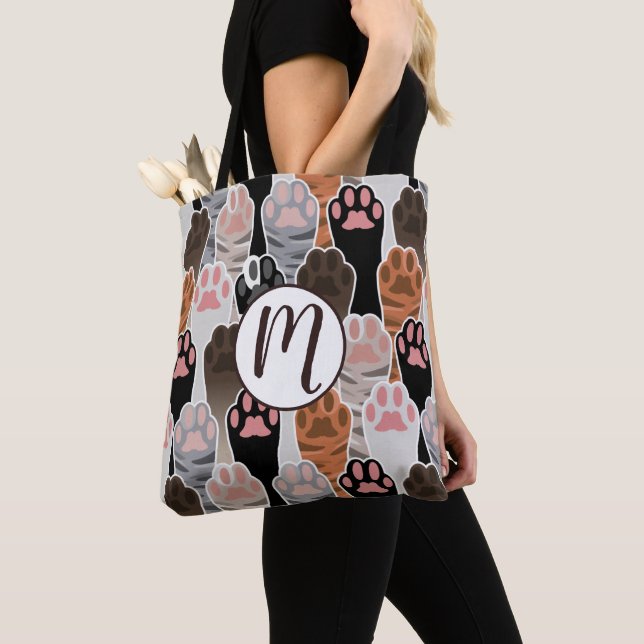Tote Bag Motif de plusieurs pattes de chat (De près)