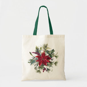 Tote Bag Motif de poinsettia à l'aquarelle