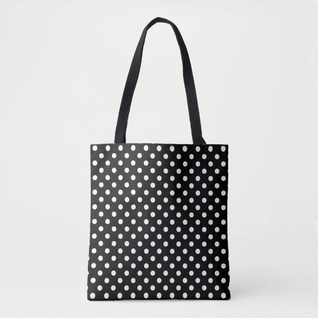 Tote Bag Motif de point Polka noir blanc (Devant)
