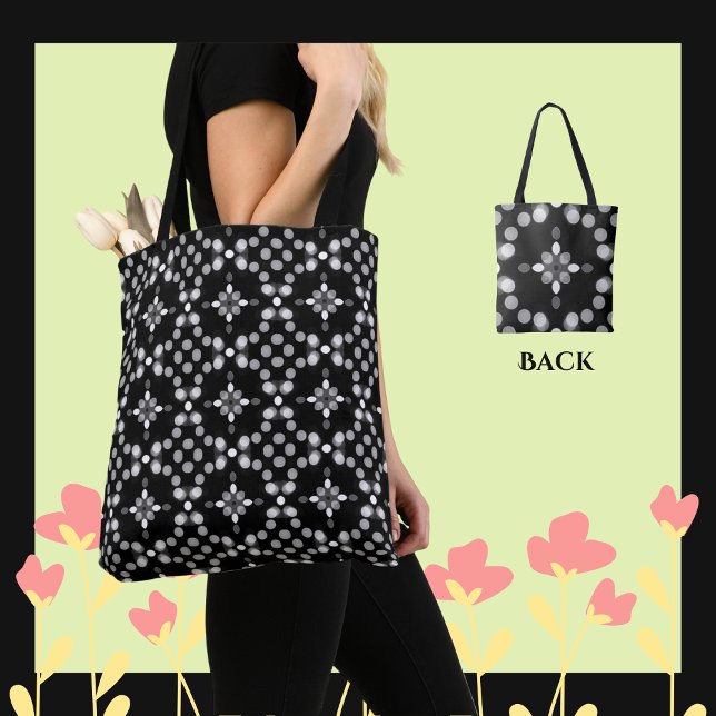 Tote Bag Motif de points Bokeh monochromes abstraits (Créateur téléchargé)