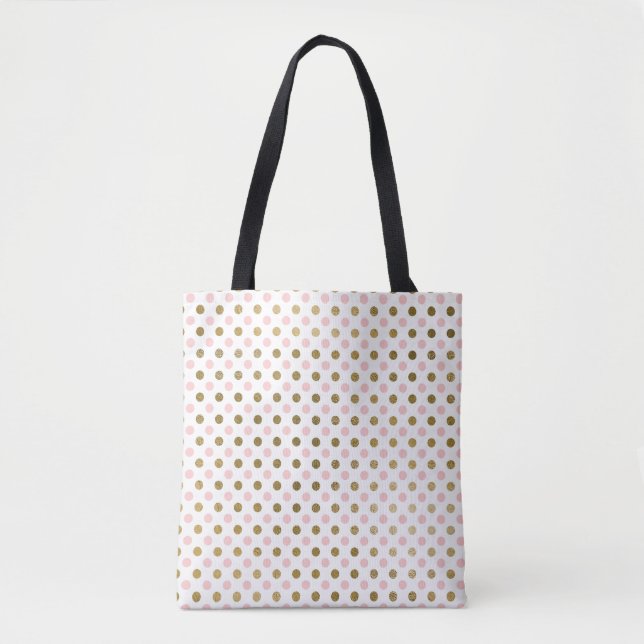 Tote Bag Motif de points Polka Pink et Gold Foil (Devant)