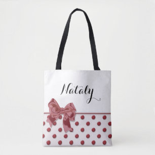 Tote Bag Motif de pois avec l'arc. monogramme