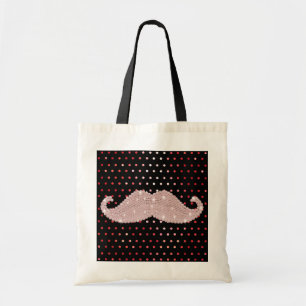 Tote Bag Motif de pois rose Girly drôle de moustache de
