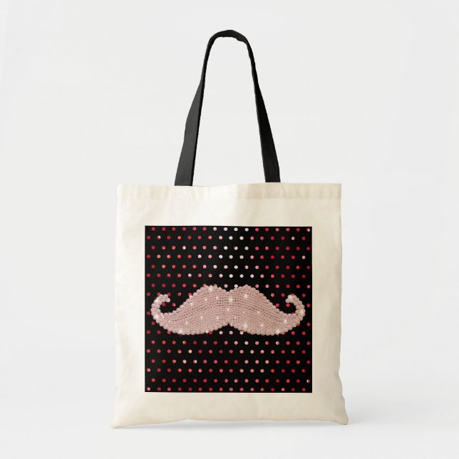 Tote Bag Motif de pois rose Girly drôle de moustache de (Devant)