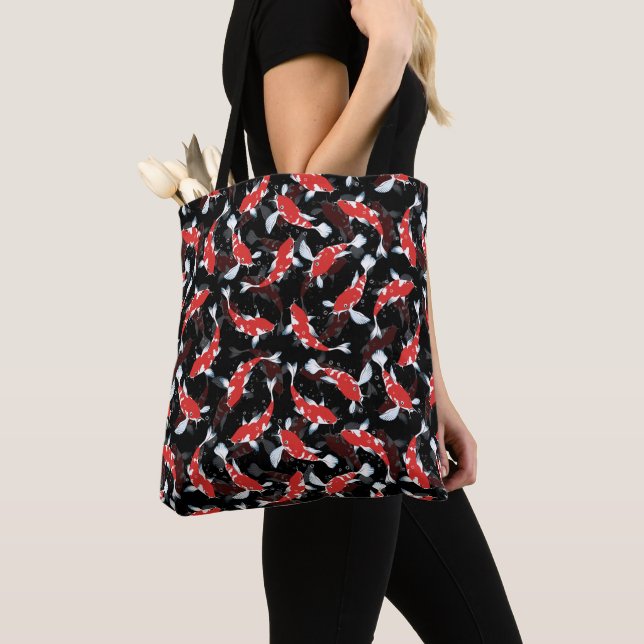 Tote Bag Motif de poisson Koi rouge (De près)