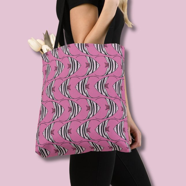 Tote Bag Motif de poisson rose vif (Pink fish pattern tote bag)