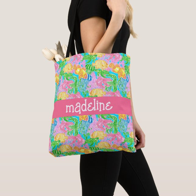 Tote Bag Motif de poissons tropicaux colorés Personnalisé (De près)