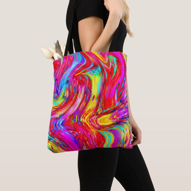 Tote Bag Motif de projection de couleur Abstrait (De près)