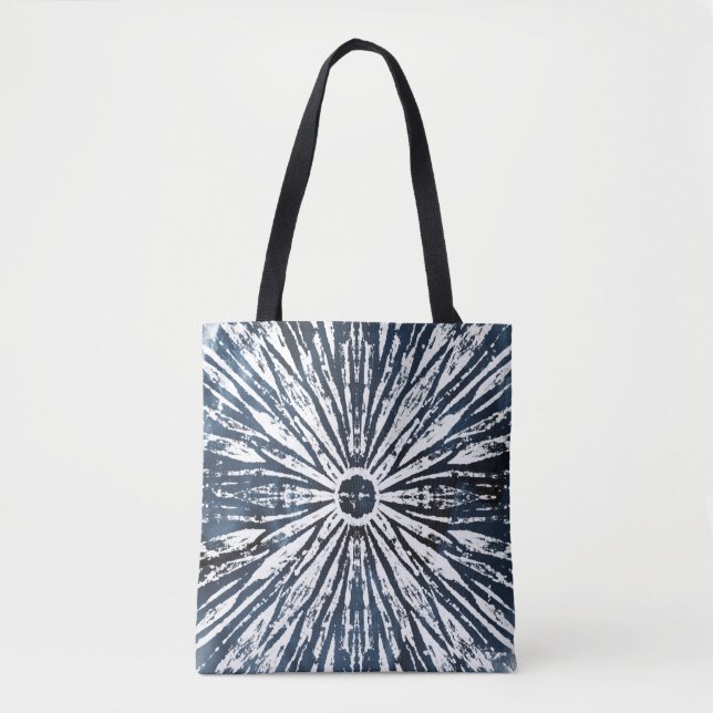 Tote Bag Motif de radial d'encre d'indigo (Devant)