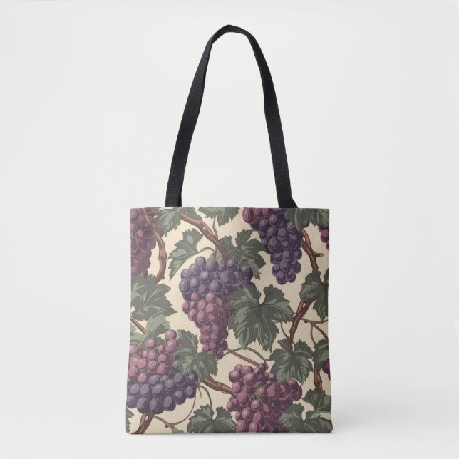 Tote Bag Motif de raisins en mosaïque (Devant)