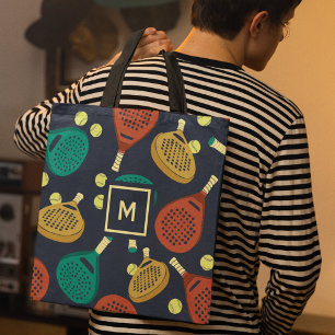 Tote Bag Motif de raquettes Padel avec initial