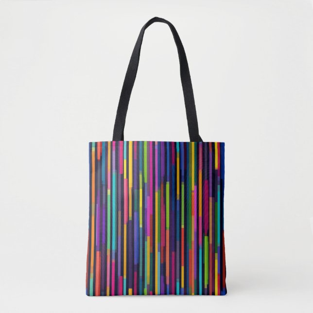 Tote Bag Motif de rayure verticale néon (Devant)