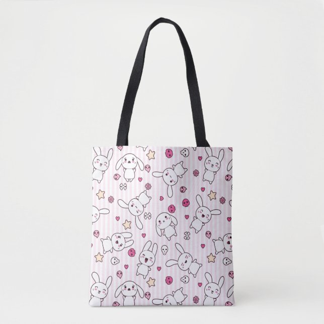 Tote Bag motif de rayures de kawaii (Devant)