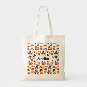 Tote Bag Motif de récolte de pèlerins d'action de grâce