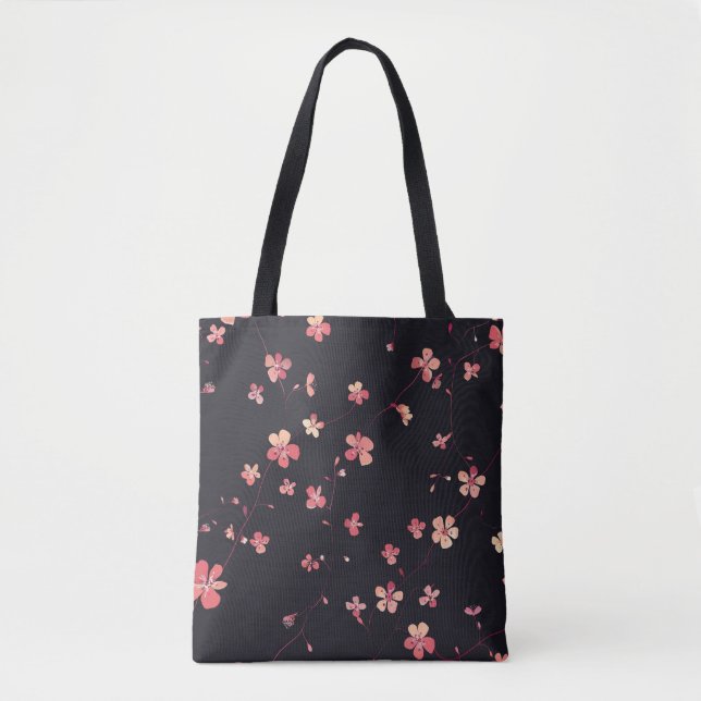 Tote Bag Motif de rêve floral foncé (Devant)