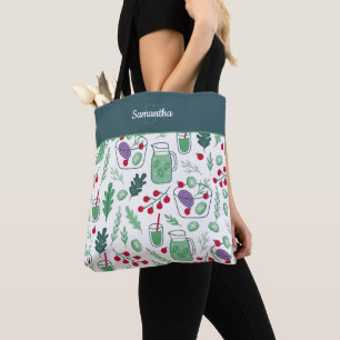 Tote Bag Motif de salade végétale avec nom Green Shopping