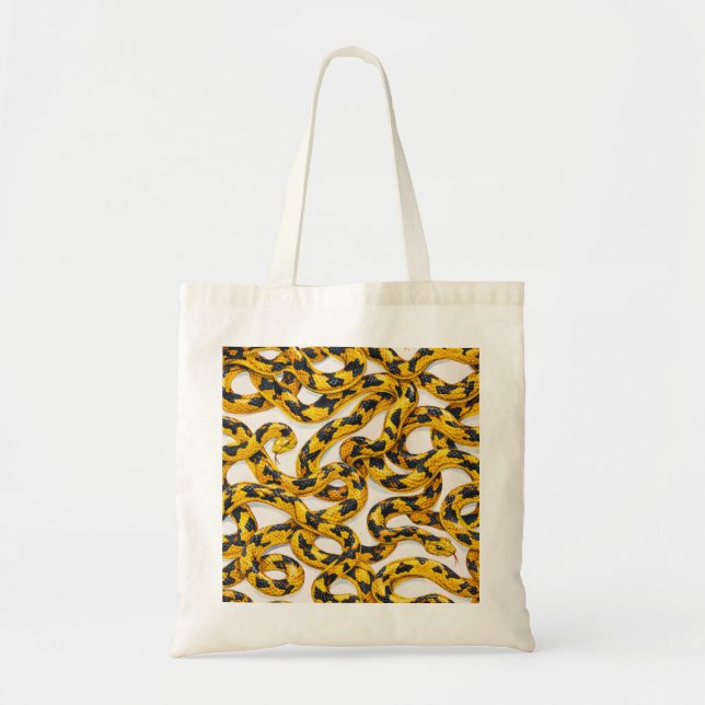 Tote Bag Motif de serpent jaune et noir (Devant)
