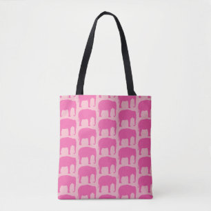 Tote Bag Motif de silhouettes d'éléphant rose