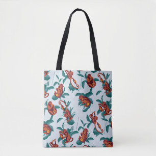 Tote Bag Motif de singes joueurs du Lotus Blanc