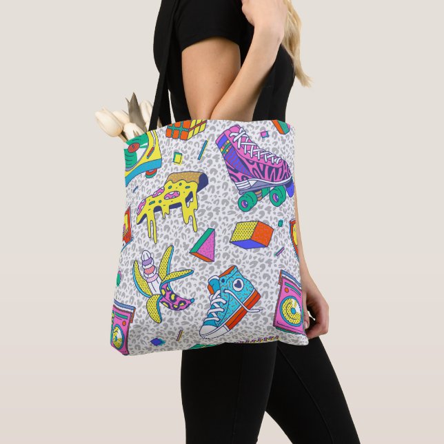 Tote Bag Motif de soirée de skate rétro 90 (De près)