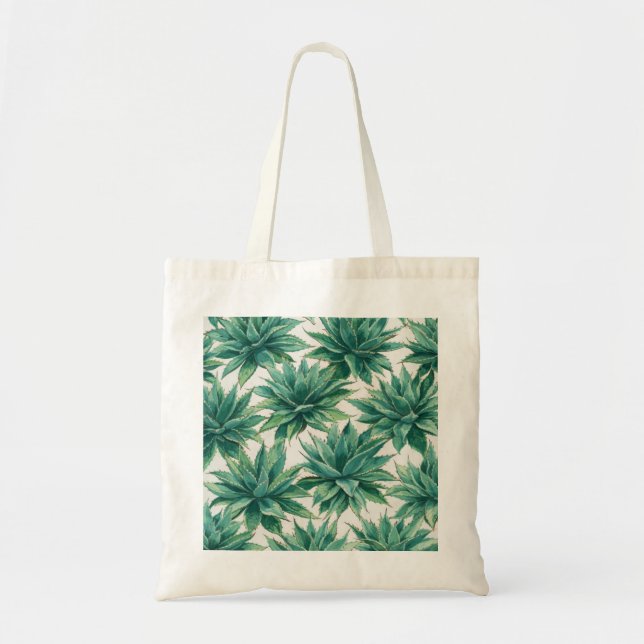 Tote Bag Motif de succulent agave à l'aquarelle (Devant)