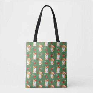 Tote Bag Motif de Sucre de canne de Noël de Corgi