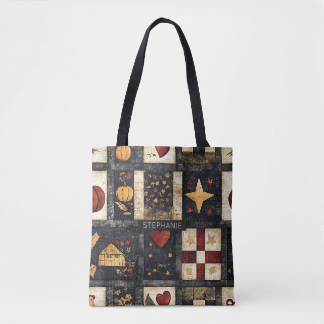 Tote Bag Motif de surface composée d'automne principal | Ré (Devant)