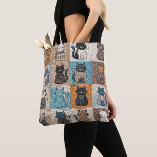 Tote Bag Motif de surface composée de collection de chats