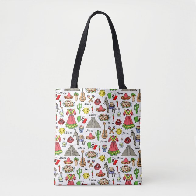 Tote Bag Motif de symboles du Mexique | (Devant)