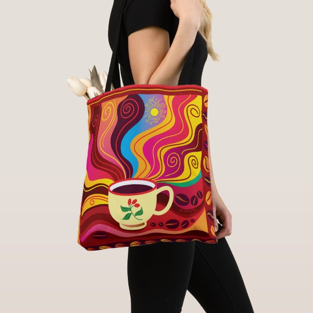 Tote Bag Motif de tasse de café fumant (De près)