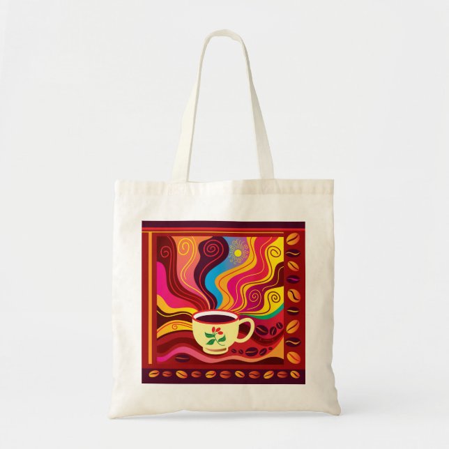 Tote Bag Motif de tasse de café fumant (Devant)