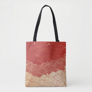 Tote Bag Motif de texture papier d'onde dorée