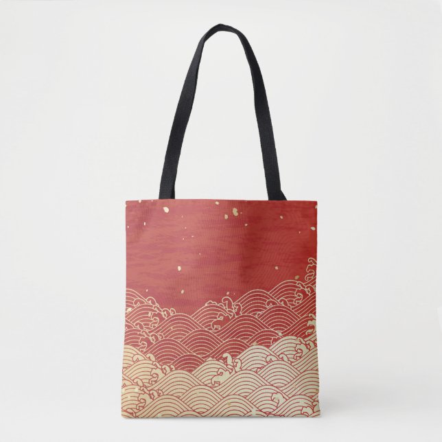 Tote Bag Motif de texture papier d'onde dorée (Devant)