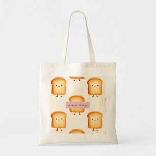 Tote Bag Motif de toast Pastel Cute souriant personnalisé