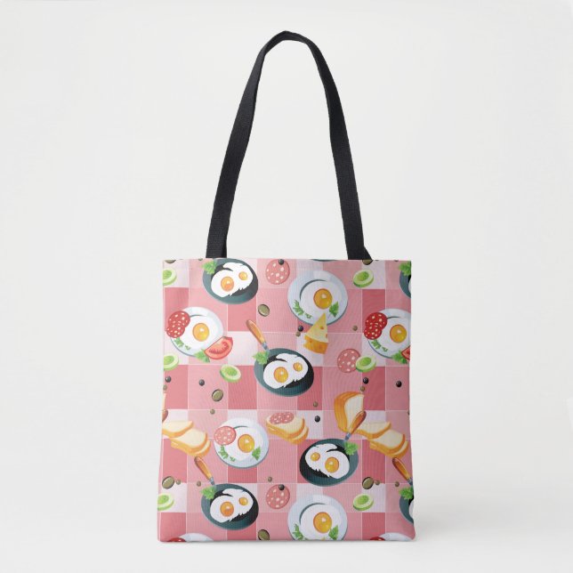 Tote Bag Motif de tomate et d'oeufs au plat (Devant)