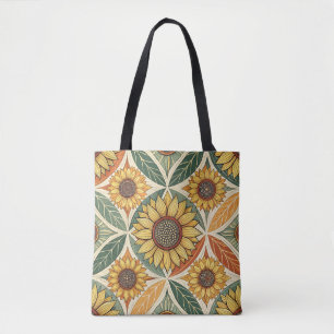 Tote Bag Motif de tournesol et feuille Découpe inspirée d