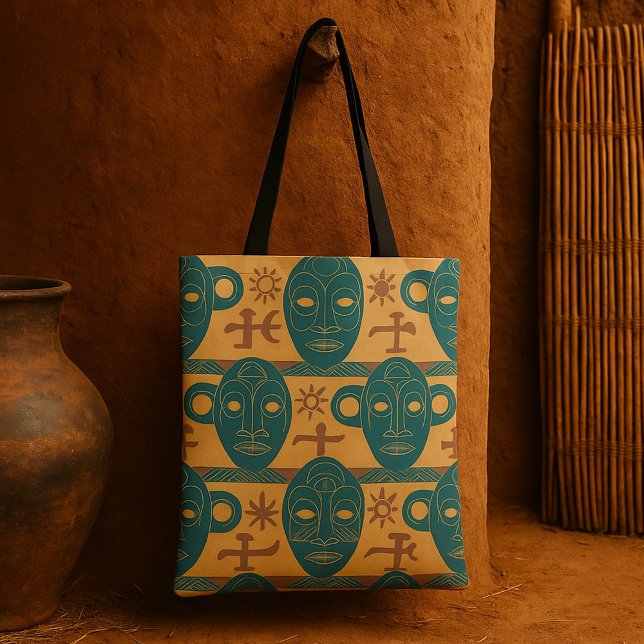 Tote Bag Motif de visage ethnique africain Masque tribal (Créateur téléchargé)