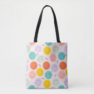 Tote Bag Motif de visage joyeux souriant coloré
