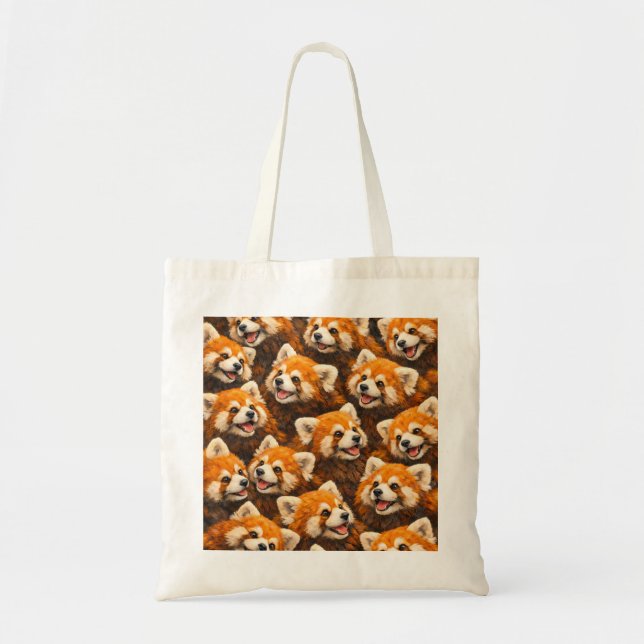 Tote Bag Motif de visages de panda roux mignons (Devant)