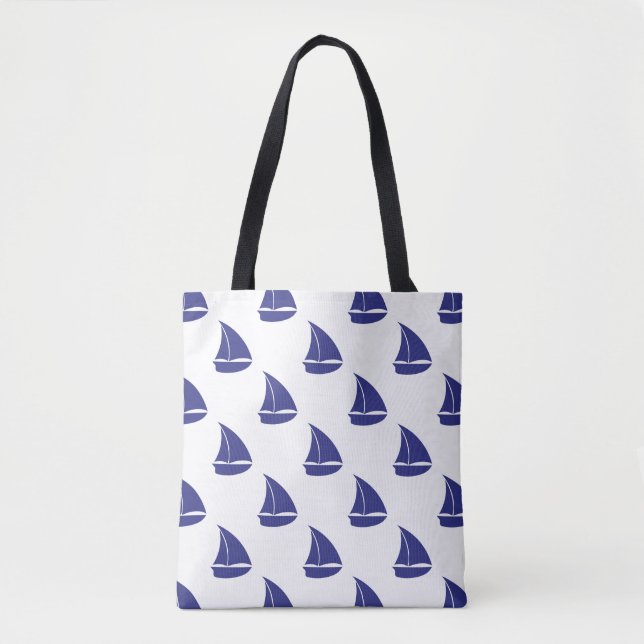 Tote Bag Motif de voilier de bleu royal (Devant)
