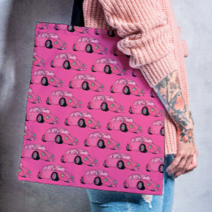 Tote Bag Motif de voiture classique Magenta Pink