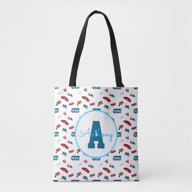 Tote Bag Motif de voiture garçon anniversaire customisé mon (Devant)