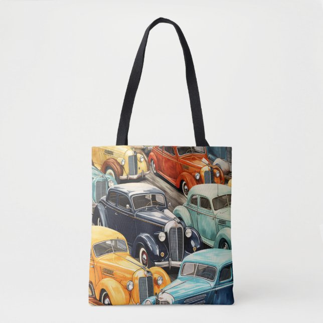 Tote Bag Motif de voitures anciennes (Devant)