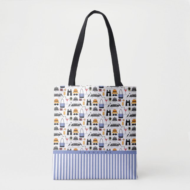 Tote Bag Motif de voyage de bateau de croisière moderne (Devant)