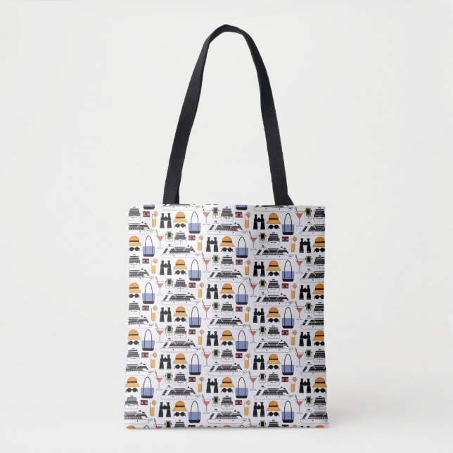Tote Bag Motif de voyage de bateau de croisière moderne (Devant)