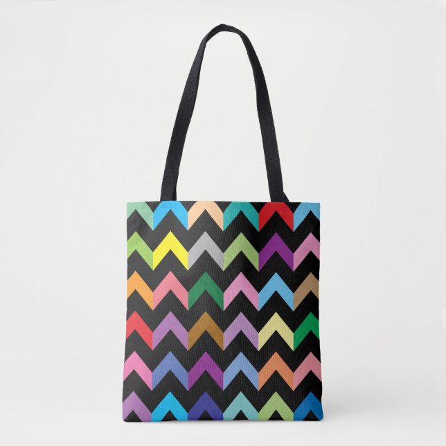 Tote Bag Motif de zigzag coloré (Devant)