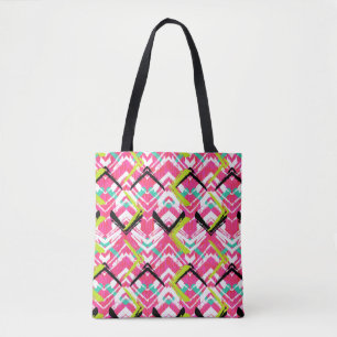Tote Bag Motif de zigzag rose tiré par la main