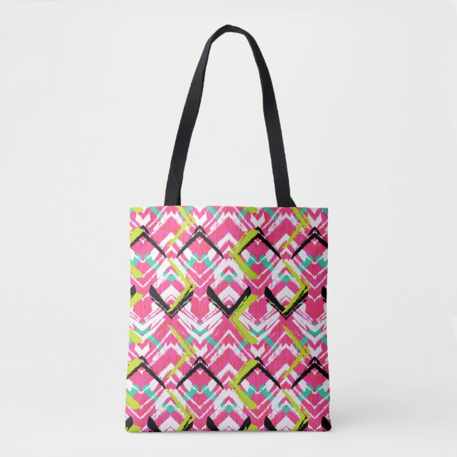 Tote Bag Motif de zigzag rose tiré par la main (Devant)