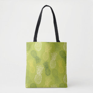 Tote Bag Motif d'ensemble d'ananas sur le vert